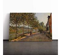 Big Box Art Canvas Print Wall Art Alfred Sisley June Morning | Mounted and Stretched Box Frame Picture | Home Decor for Kitchen, Living, Dining Room, Bedroom, Hallway, Multi-Colour, 30x20 Inch