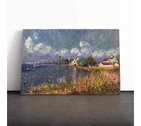 Big Box Art Canvas Print Wall Art Alfred Sisley The Seine at Billancourt | Mounted & Stretched Box Frame Picture | Home Decor for Kitchen, Living Room, Bedroom, Hallway, Multi-Colour, 24x16 Inch