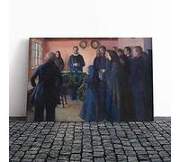 Big Box Art Canvas Print Wall Art Anna Ancher A Funeral | Mounted and Stretched Box Frame Picture | Home Decor for Kitchen, Living, Dining Room, Bedroom, Hallway, Multi-Colour, 24x16 Inch