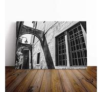 Big Box Art Canvas Print Wall Art Architecture Street View Black and White | Mounted & Stretched Box Frame Picture | Home Decor for Kitchen, Living Room, Bedroom, Hallway, Multi-Colour, 20x14 Inch