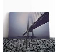 Big Box Art Canvas Print Wall Art Architecture Suspension Bridge | Mounted and Stretched Box Frame Picture | Home Decor for Kitchen, Living Room, Bedroom, Hallway, Multi-Colour, 20x14 Inch