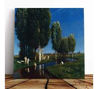 Big Box Art Canvas Print Wall Art Arnold Bocklin Summer Day | Mounted and Stretched Box Frame Picture | Home Decor for Kitchen, Living, Dining Room, Bedroom, Hallway, Muli-Colour, 14x14 Inch