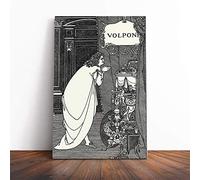 Big Box Art Canvas Print Wall Art Aubrey Beardsley Volpone Adoring his Teasures | Mounted & Stretched Box Frame Picture | Home Decor for Kitchen, Living Room, Bedroom, Multi-Colour, 30x20 Inch
