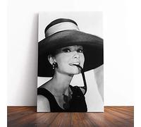 Big Box Art Canvas Print Wall Art Audrey Hepburn (2) | Mounted and Stretched Box Frame Picture | Home Decor for Kitchen, Living, Dining Room, Bedroom, Hallway, Multi-Colour, 20x14 Inch