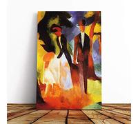 Big Box Art Canvas Print Wall Art August Macke Couple with Daughter | Mounted & Stretched Box Frame Picture | Home Decor for Kitchen, Living Room, Bedroom, Hallway, Multi-Colour, 30x20 Inch