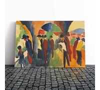 Big Box Art Canvas Print Wall Art August Macke Crowd of People | Mounted and Stretched Box Frame Picture | Home Decor for Kitchen, Living, Dining Room, Bedroom, Hallway, Multi-Colour, 30x20 Inch