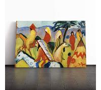 Big Box Art Canvas Print Wall Art August Macke Indians on Horseback | Mounted & Stretched Box Frame Picture | Home Decor for Kitchen, Living Room, Bedroom, Hallway, Multi-Colour, 30x20 Inch