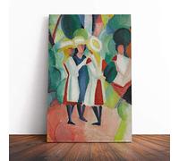 Big Box Art Canvas Print Wall Art August Macke Three Girls | Mounted and Stretched Box Frame Picture | Home Decor for Kitchen, Living, Dining Room, Bedroom, Hallway, Multi-Colour, 20x14 Inch