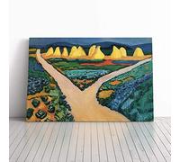 Big Box Art Canvas Print Wall Art August Macke Vegetable Fields | Mounted and Stretched Box Frame Picture | Home Decor for Kitchen, Living, Dining Room, Bedroom, Hallway, Multi-Colour, 24x16 Inch