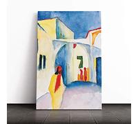 Big Box Art Canvas Print Wall Art August Macke View into a Lane 2 | Mounted and Stretched Box Frame Picture | Home Decor for Kitchen, Living Room, Bedroom, Hallway, Multi-Colour, 20x14 Inch