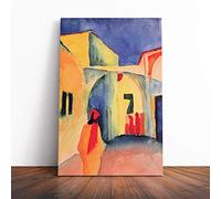 Big Box Art Canvas Print Wall Art August Macke View into a Lane | Mounted and Stretched Box Frame Picture | Home Decor for Kitchen, Living, Dining Room, Bedroom, Hallway, Multi-Colour, 20x14 Inch