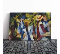 Big Box Art Canvas Print Wall Art August Macke Young Girls | Mounted and Stretched Box Frame Picture | Home Decor for Kitchen, Living, Dining Room, Bedroom, Hallway, Multi-Colour, 24x16 Inch