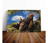 Big Box Art Canvas Print Wall Art Baby Birds in The Nest (1) | Mounted and Stretched Box Frame Picture | Home Decor for Kitchen, Living, Dining Room, Bedroom, Hallway, Multi-Colour, 24x16 Inch