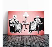 Big Box Art Canvas Print Wall Art Banksy Postmortem Punks Not Dead Graffiti (1) | Mounted & Stretched Box Frame Picture | Home Decor for Kitchen, Living Room, Bedroom, Multi-Colour, 20x14 Inch