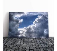 Big Box Art Canvas Print Wall Art Beautiful Blue Cloudy Sky (1) | Mounted and Stretched Box Frame Picture | Home Decor for Kitchen, Living, Dining Room, Bedroom, Hallway, Multi-Colour, 20x14 Inch