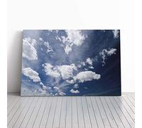 Big Box Art Canvas Print Wall Art Beautiful Blue Cloudy Sky (3) | Mounted and Stretched Box Frame Picture | Home Decor for Kitchen, Living, Dining Room, Bedroom, Hallway, Multi-Colour, 24x16 Inch