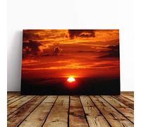 Big Box Art Canvas Print Wall Art Beautiful Red and Orange Sunset (1) | Mounted & Stretched Box Frame Picture | Home Decor for Kitchen, Living Room, Bedroom, Hallway, Multi-Colour, 24x16 Inch