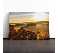 Big Box Art Canvas Print Wall Art Beautiful Sunrise Landscape (5) | Mounted and Stretched Box Frame Picture | Home Decor for Kitchen, Living Room, Bedroom, Hallway, Multi-Colour, 24x16 Inch