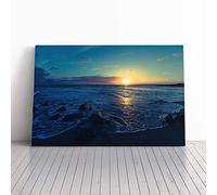 Big Box Art Canvas Print Wall Art Beautiful Sunset Seascape (2) | Mounted and Stretched Box Frame Picture | Home Decor for Kitchen, Living, Dining Room, Bedroom, Hallway, Multi-Colour, 20x14 Inch