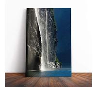 Big Box Art Canvas Print Wall Art Beautiful Waterfall (1) | Mounted and Stretched Box Frame Picture | Home Decor for Kitchen, Living, Dining Room, Bedroom, Hallway, Multi-Colour, 20x14 Inch