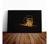 Big Box Art Canvas Print Wall Art Beer Glass (2) | Mounted and Stretched Box Frame Picture | Home Decor for Kitchen, Living, Dining Room, Bedroom, Hallway, Multi-Colour, 24x16 Inch