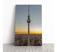 Big Box Art Canvas Print Wall Art Berlin Fernsehturm Germany | Mounted and Stretched Box Frame Picture | Home Decor for Kitchen, Living, Dining Room, Bedroom, Hallway, Multi-Colour, 20x14 Inch