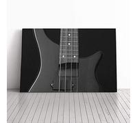 Big Box Art Canvas Print Wall Art Black Bass Guitar | Mounted and Stretched Box Frame Picture | Home Decor for Kitchen, Living, Dining Room, Bedroom, Hallway, Multi-Colour, 24x16 Inch