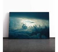 Big Box Art Canvas Print Wall Art Blue Sky Clouds | Mounted and Stretched Box Frame Picture | Home Decor for Kitchen, Living, Dining Room, Bedroom, Hallway, Multi-Colour, 20x14 Inch