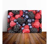 Big Box Art Canvas Print Wall Art Blueberries, Rasberries and Blackberries | Mounted & Stretched Box Frame Picture | Home Decor for Kitchen, Living Room, Bedroom, Hallway, Multi-Colour, 20x14 Inch