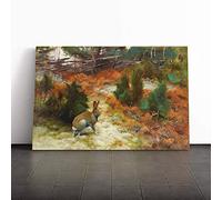 Big Box Art Canvas Print Wall Art Bruno Liljefors Hare Rabbit | Mounted and Stretched Box Frame Picture | Home Decor for Kitchen, Living, Dining Room, Bedroom, Hallway, Multi-Colour, 20x14 Inch