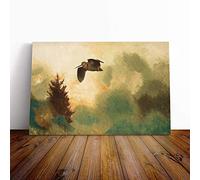 Big Box Art Canvas Print Wall Art Bruno Liljefors Landscape with Snipe Bird | Mounted & Stretched Box Frame Picture | Home Decor for Kitchen, Living Room, Bedroom, Hallway, Multi-Colour, 20x14 Inch