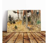 Big Box Art Canvas Print Wall Art Bruno Liljefors Red Fox | Mounted and Stretched Box Frame Picture | Home Decor for Kitchen, Living, Dining Room, Bedroom, Hallway, Multi-Colour, 24x16 Inch