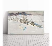 Big Box Art Canvas Print Wall Art Bruno Liljefors White Hare | Mounted and Stretched Box Frame Picture | Home Decor for Kitchen, Living, Dining Room, Bedroom, Hallway, Multi-Colour, 24x16 Inch