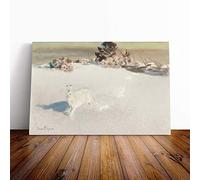 Big Box Art Canvas Print Wall Art Bruno Liljefors Winter Hare | Mounted and Stretched Box Frame Picture | Home Decor for Kitchen, Living, Dining Room, Bedroom, Hallway, Multi-Colour, 20x14 Inch