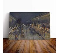 Big Box Art Canvas Print Wall Art Camille Pissaro Street at Night | Mounted and Stretched Box Frame Picture | Home Decor for Kitchen, Living Room, Bedroom, Hallway, Multi-Colour, 30x20 Inch