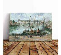 Big Box Art Canvas Print Wall Art Camille Pissaro The Inner Harbor | Mounted and Stretched Box Frame Picture | Home Decor for Kitchen, Living Room, Bedroom, Hallway, Multi-Colour, 20x14 Inch