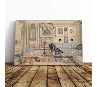 Big Box Art Canvas Print Wall Art Carl Larsson Cosy Corner | Mounted and Stretched Box Frame Picture | Home Decor for Kitchen, Living, Dining Room, Bedroom, Hallway, Multi-Colour, 30x20 Inch