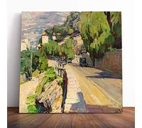 Big Box Art Canvas Print Wall Art Carl Moll The Cliff Road | Mounted and Stretched Box Frame Picture | Home Decor for Kitchen, Living, Dining Room, Bedroom, Hallway, Muli-Colour, 20x20 Inch