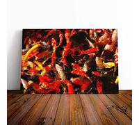 Big Box Art Canvas Print Wall Art Carp Fish | Mounted and Stretched Box Frame Picture | Home Decor for Kitchen, Living, Dining Room, Bedroom, Hallway, Multi-Colour, 24x16 Inch