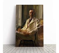 Big Box Art Canvas Print Wall Art Cecilia Beaux Man with The Cat | Mounted and Stretched Box Frame Picture | Home Decor for Kitchen, Living Room, Bedroom, Hallway, Multi-Colour, 20x14 Inch