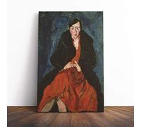 Big Box Art Canvas Print Wall Art Chaim Soutine Woman in red | Mounted and Stretched Box Frame Picture | Home Decor for Kitchen, Living, Dining Room, Bedroom, Hallway, Multi-Colour, 20x14 Inch