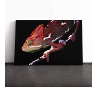 Big Box Art Canvas Print Wall Art Chameleon Lizard (3) | Mounted and Stretched Box Frame Picture | Home Decor for Kitchen, Living, Dining Room, Bedroom, Hallway, Multi-Colour, 20x14 Inch
