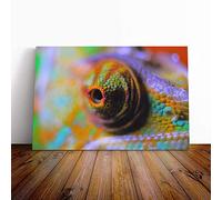 Big Box Art Canvas Print Wall Art Chameleon Lizard Reptile (6) | Mounted and Stretched Box Frame Picture | Home Decor for Kitchen, Living, Dining Room, Bedroom, Hallway, Multi-Colour, 24x16 Inch