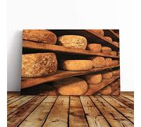 Big Box Art Canvas Print Wall Art Cheese | Mounted and Stretched Box Frame Picture | Home Decor for Kitchen, Living, Dining Room, Bedroom, Hallway, Multi-Colour, 20x14 Inch