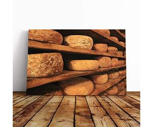 Big Box Art Canvas Print Wall Art Cheese | Mounted and Stretched Box Frame Picture | Home Decor for Kitchen, Living, Dining Room, Bedroom, Hallway, Multi-Colour, 30x20 Inch
