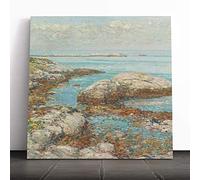 Big Box Art Canvas Print Wall Art Childe Hassam Seascape | Mounted and Stretched Box Frame Picture | Home Decor for Kitchen, Living, Dining Room, Bedroom, Hallway, Multi-Colour, 14x14 Inch