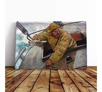 Big Box Art Canvas Print Wall Art Christian Krohg Maleriet Hardt Fisherman | Mounted & Stretched Box Frame Picture | Home Decor for Kitchen, Living Room, Bedroom, Hallway, Multi-Colour, 20x14 Inch
