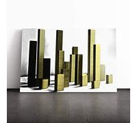 Big Box Art Canvas Print Wall Art City Skyline Abstract (2) | Mounted and Stretched Box Frame Picture | Home Decor for Kitchen, Living, Dining Room, Bedroom, Hallway, Multi-Colour, 20x14 Inch