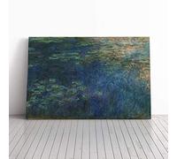 Big Box Art Canvas Print Wall Art Claude Monet Reflections of Clouds | Mounted & Stretched Box Frame Picture | Home Decor for Kitchen, Living Room, Bedroom, Hallway, Multi-Colour, 24x16 Inch