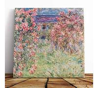 Big Box Art Canvas Print Wall Art Claude Monet Rose House | Mounted and Stretched Box Frame Picture | Home Decor for Kitchen, Living, Dining Room, Bedroom, Hallway, Multi-Colour, 20x20 Inch